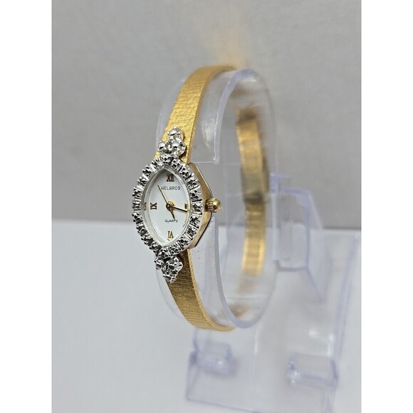 Vintage Helbros HE2380 Womens Dress Watch New Battery Diamond Accent Gold Tone main image 11